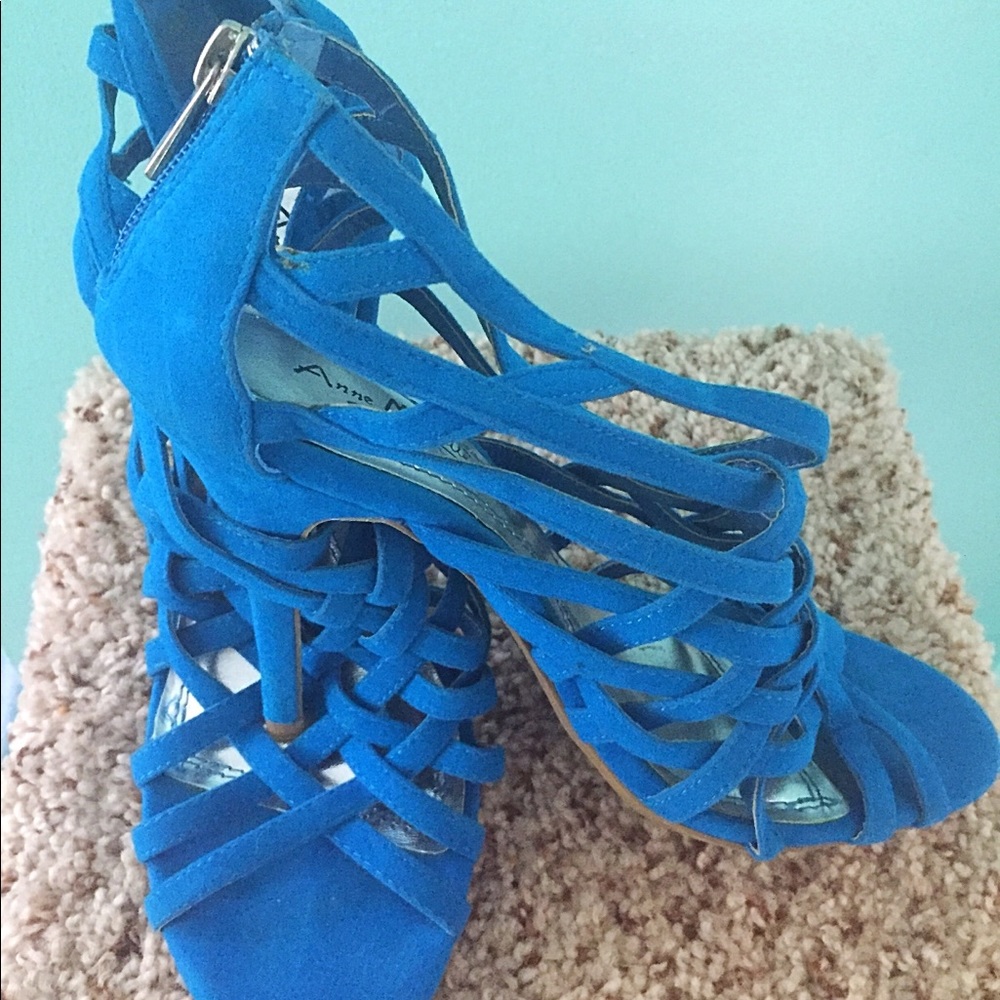 Blue Suede Strappy Heels